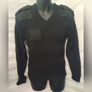 Vintage Brigade Quartermasters Black Military Sweater Woolly Pully Wool Sz 40
